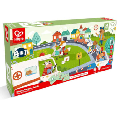 Hape Púsl - 4-in-1: Björgunarbílar / Rescue vehicles puzzle