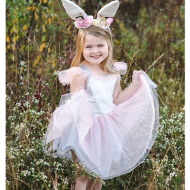 Bleikur kanínukjóll með hárspöng