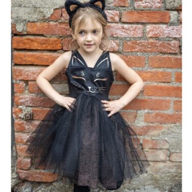 Svartur kattarkjóll með hárspöng