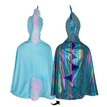 Einhyrnings- og drekaskikkja, blá - 104-116 cm