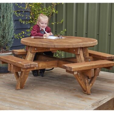 Hringlaga útiborð fyrir 8 börn