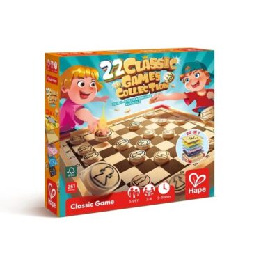 Hape 22 sígild borðspil í viðarkassa